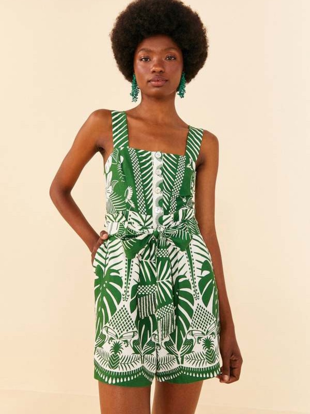 NWT FARM RIO Off-White Macaw Elegance Romper